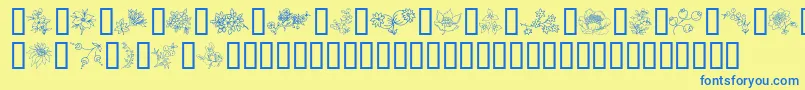 TraditionalFloralDesign Font – Blue Fonts on Yellow Background