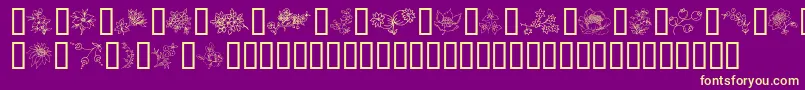 フォントTraditionalFloralDesign – 紫の背景に黄色のフォント
