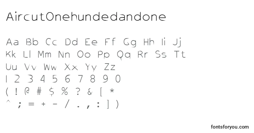 Czcionka AircutOnehundedandone – alfabet, cyfry, specjalne znaki