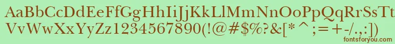 BaskervilleWin95btRoman-Schriftart – Braune Schriften auf grünem Hintergrund