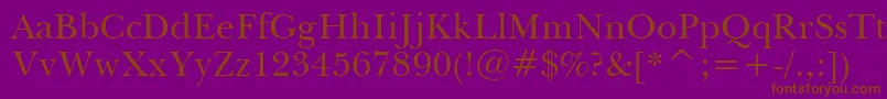 BaskervilleWin95btRoman-fontti – ruskeat fontit violetilla taustalla