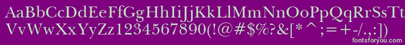 BaskervilleWin95btRoman Font – Green Fonts on Purple Background