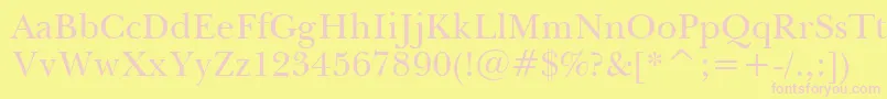 Fonte BaskervilleWin95btRoman – fontes rosa em um fundo amarelo