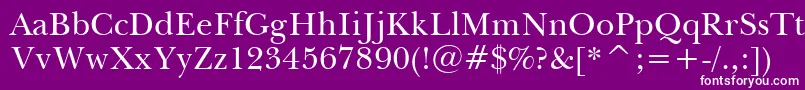 Fonte BaskervilleWin95btRoman – fontes brancas em um fundo violeta