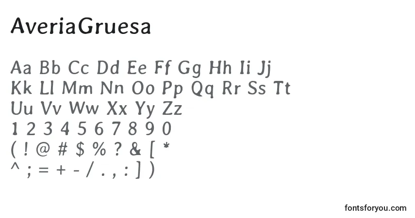 A fonte AveriaGruesa – alfabeto, números, caracteres especiais