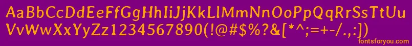 AveriaGruesa-fontti – oranssit fontit violetilla taustalla
