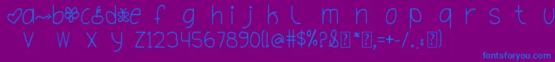 OhHelloDya Font – Blue Fonts on Purple Background