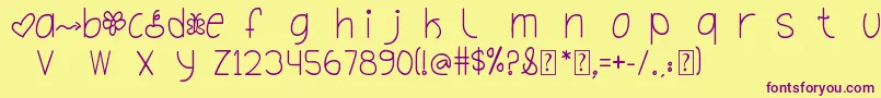 OhHelloDya Font – Purple Fonts on Yellow Background