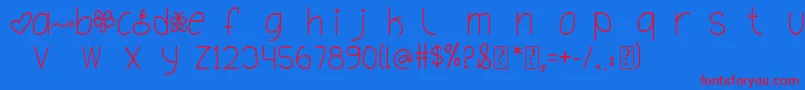 OhHelloDya-Schriftart – Rote Schriften auf blauem Hintergrund