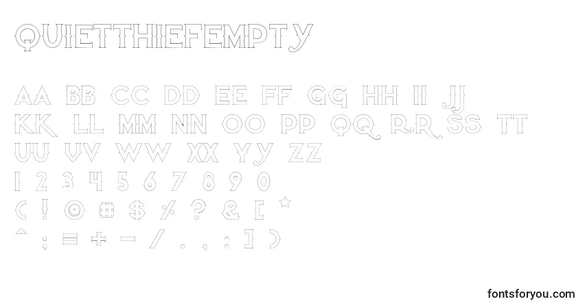 Шрифт Quietthiefempty (87463) – алфавит, цифры, специальные символы