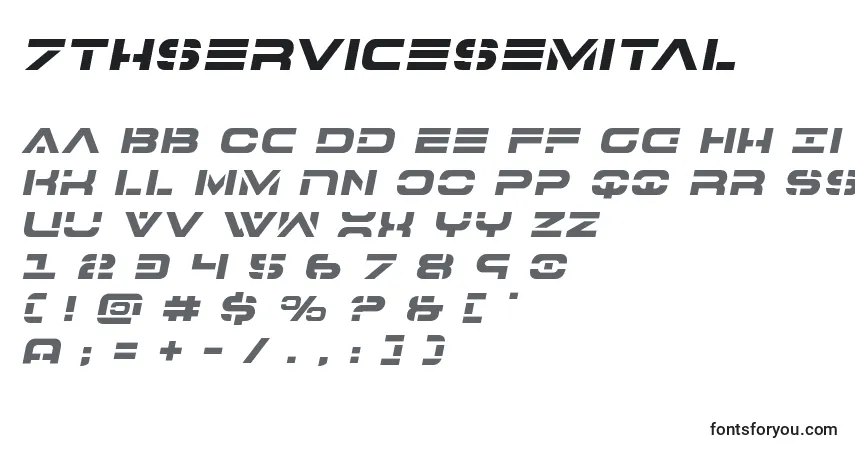 7thservicesemital Font – alphabet, numbers, special characters