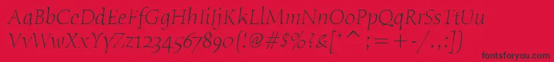HumanaSerifItcLightItalic Font – Black Fonts on Red Background