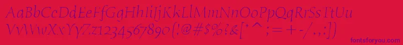 HumanaSerifItcLightItalic Font – Purple Fonts on Red Background