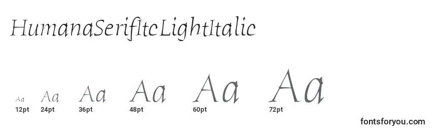 Размеры шрифта HumanaSerifItcLightItalic
