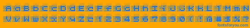 フォントL25a – オレンジの背景に青い文字