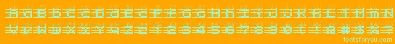 L25a Font – Green Fonts on Orange Background