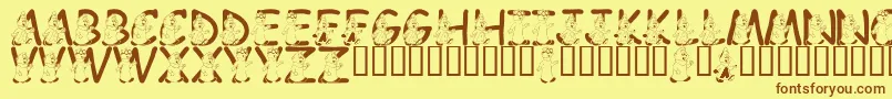 LmsWereTheChipmunks Font – Brown Fonts on Yellow Background