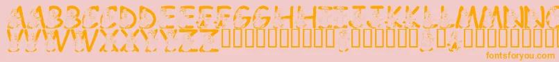 LmsWereTheChipmunks-Schriftart – Orangefarbene Schriften auf rosa Hintergrund