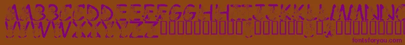 LmsWereTheChipmunks-Schriftart – Violette Schriften auf braunem Hintergrund