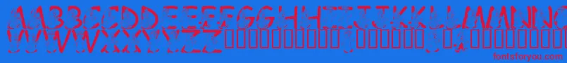 LmsWereTheChipmunks-Schriftart – Rote Schriften auf blauem Hintergrund