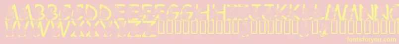 LmsWereTheChipmunks-fontti – keltaiset fontit vaaleanpunaisella taustalla