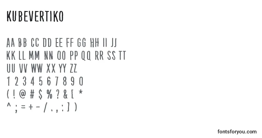 A fonte KubeVertiko – alfabeto, números, caracteres especiais