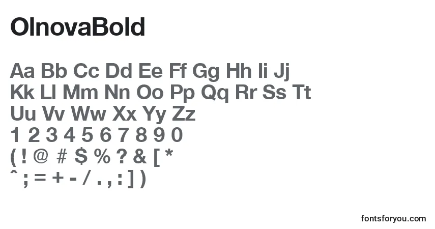 Шрифт OlnovaBold – алфавит, цифры, специальные символы
