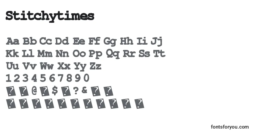 Schriftart Stitchytimes – Alphabet, Zahlen, spezielle Symbole