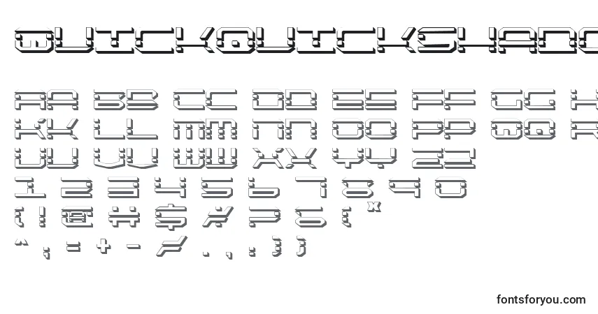 Schriftart QuickquickShadow – Alphabet, Zahlen, spezielle Symbole