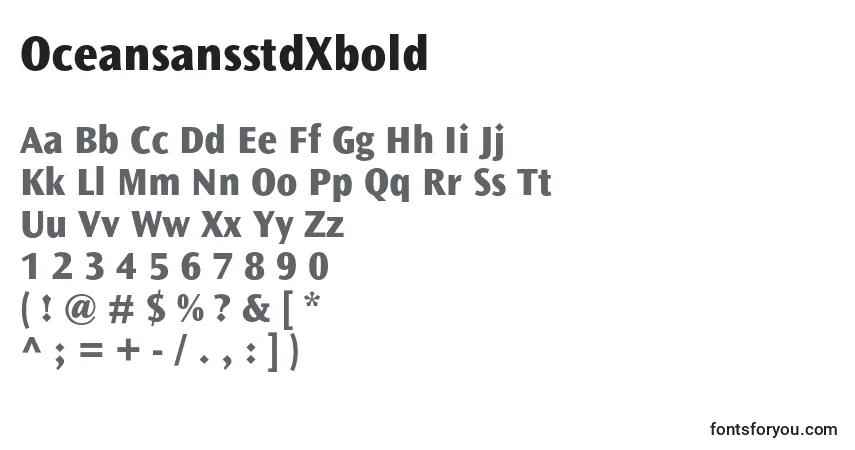 A fonte OceansansstdXbold – alfabeto, números, caracteres especiais