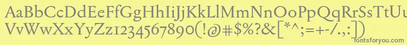 JannonTModernePro-fontti – harmaat kirjasimet keltaisella taustalla
