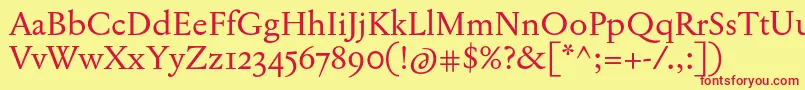 JannonTModernePro-fontti – punaiset fontit keltaisella taustalla