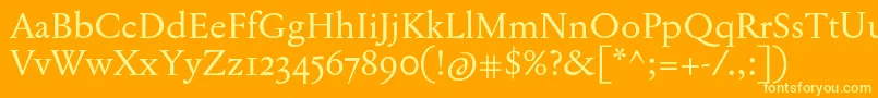JannonTModernePro-fontti – keltaiset fontit oranssilla taustalla