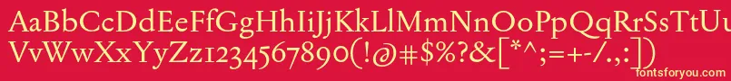 JannonTModernePro-fontti – keltaiset fontit punaisella taustalla