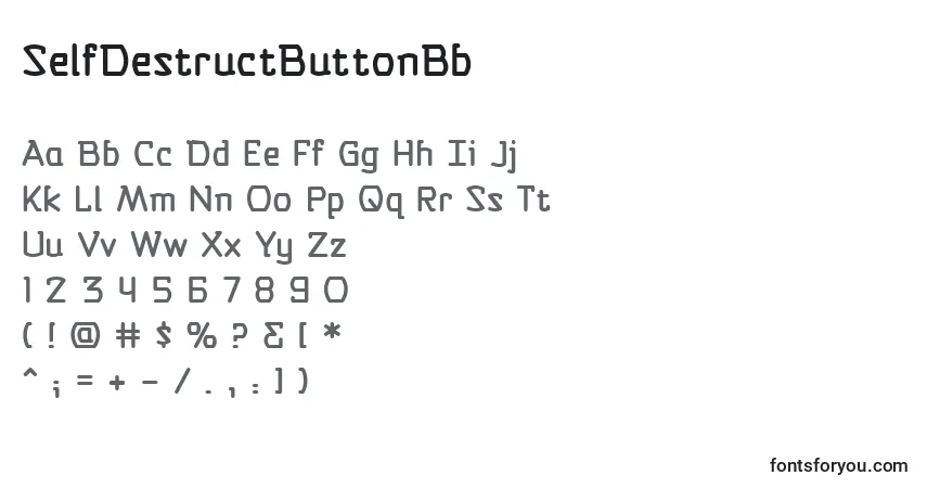 Czcionka SelfDestructButtonBb – alfabet, cyfry, specjalne znaki