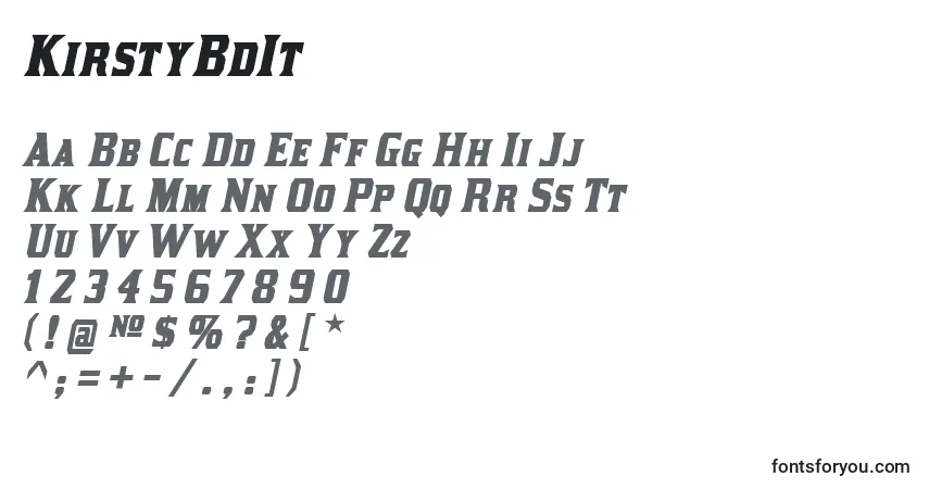 Шрифт KirstyBdIt – алфавит, цифры, специальные символы