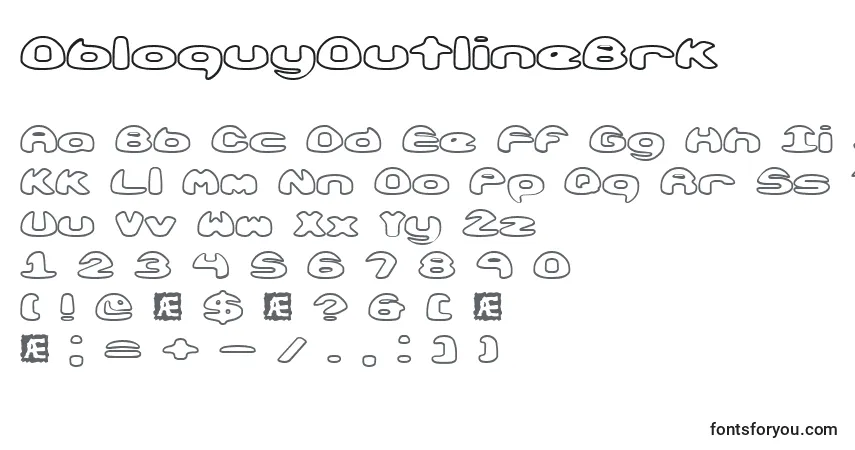 Шрифт ObloquyOutlineBrk – алфавит, цифры, специальные символы