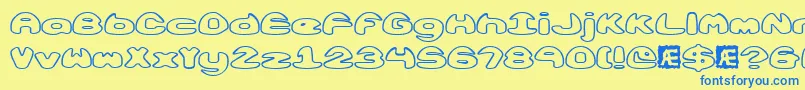 ObloquyOutlineBrk Font – Blue Fonts on Yellow Background