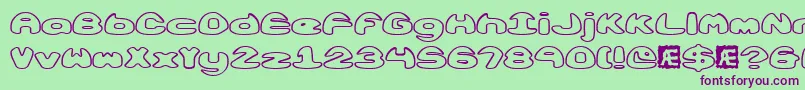 フォントObloquyOutlineBrk – 緑の背景に紫のフォント