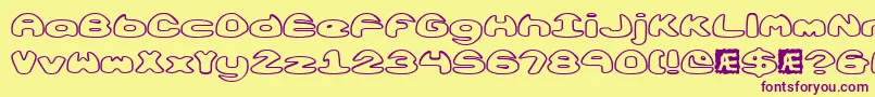 ObloquyOutlineBrk Font – Purple Fonts on Yellow Background