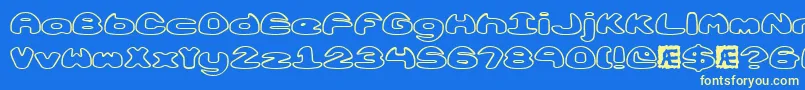 ObloquyOutlineBrk Font – Yellow Fonts on Blue Background