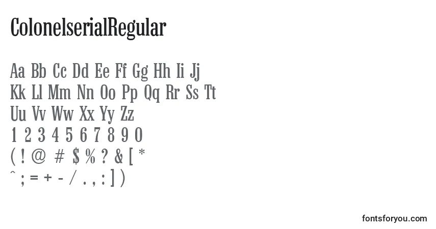 Schriftart ColonelserialRegular – Alphabet, Zahlen, spezielle Symbole
