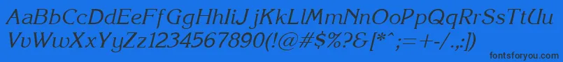 フォントKorinna.KzItalic – 黒い文字の青い背景
