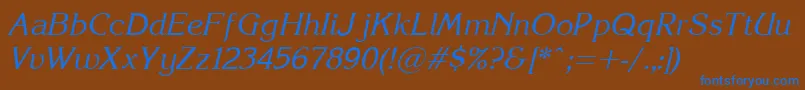 Korinna.KzItalic Font – Blue Fonts on Brown Background