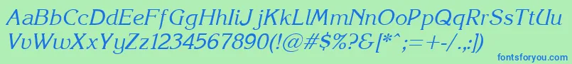 フォントKorinna.KzItalic – 青い文字は緑の背景です。