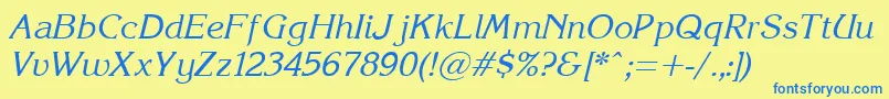 Korinna.KzItalic Font – Blue Fonts on Yellow Background