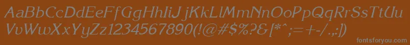 Korinna.KzItalic Font – Gray Fonts on Brown Background
