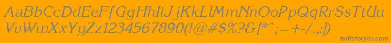 Korinna.KzItalic-Schriftart – Graue Schriften auf orangefarbenem Hintergrund