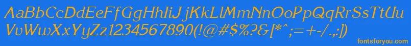 Korinna.KzItalic Font – Orange Fonts on Blue Background