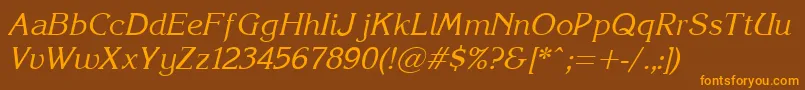 Korinna.KzItalic Font – Orange Fonts on Brown Background